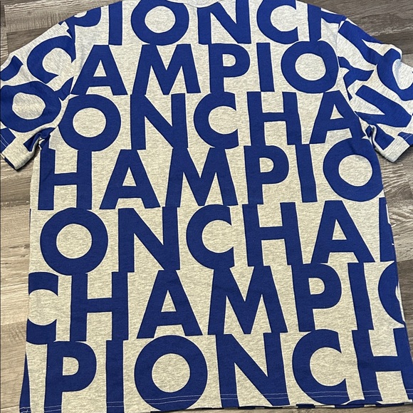 Champion Blue and Gray All-Over Print T-Shirt - Picture 3 of 3